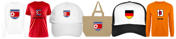Flaggenmotiv Nordkorea auf Shirt, Trikot, Cap und Tasche
