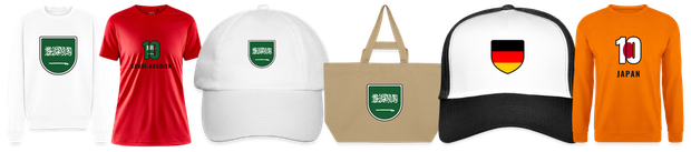 Flaggenmotiv Saudi-Arabien auf Shirt, Trikot, Cap und Tasche