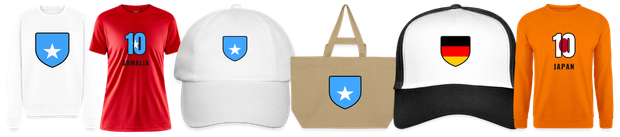 Flaggenmotiv Somalia auf Shirt, Trikot, Cap und Tasche