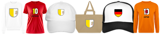 Flaggenmotiv Vatikanstadt / Vatikanstaat auf Shirt, Trikot, Cap und Tasche