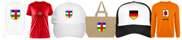 Flaggenmotiv Zentralafrikanische Republik auf Shirt, Trikot, Cap und Tasche