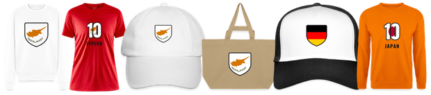 Flaggenmotiv Zypern auf Shirt, Trikot, Cap und Tasche