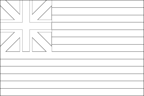 Umriss der Flagge Grand Union (USA 1775-1777) zum Ausmalen