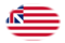 Grand Union (USA 1775-1777)-Flagge als ovale Vignette