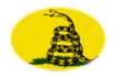 Gadsden (USA um 1775)-Flagge als ovale Vignette