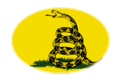 Gadsden (USA um 1775)-Flagge als ovale Vignette
