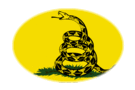 Gadsden (USA um 1775)-Flagge als ovale Vignette