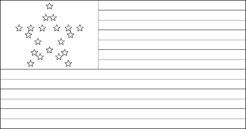 Umriss der Flagge Great Star (USA 1818-1819) zum Ausmalen