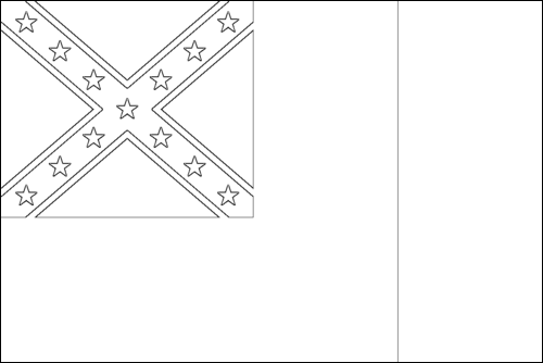 Umriss der Flagge Blood-Stained Banner (Konföderierte Staaten 1865) zum Ausmalen