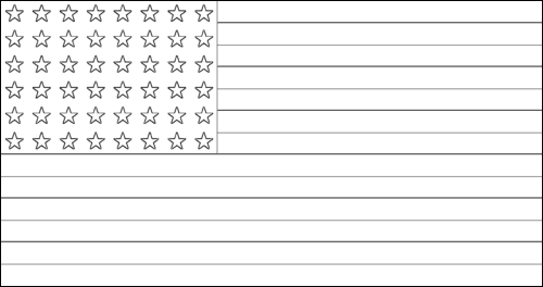 Umriss der Flagge USA 48 Sterne (1912-1959) zum Ausmalen