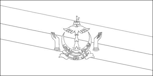 Umriss der Flagge Brunei Darussalam zum Ausmalen