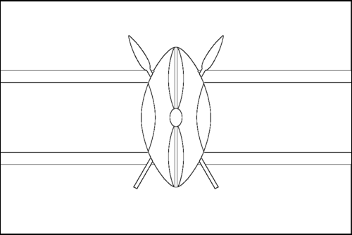 Umriss der Flagge Kenia zum Ausmalen
