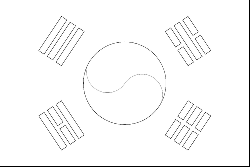 Umriss der Flagge Südkorea zum Ausmalen