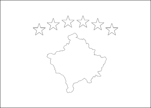 Umriss der Flagge Kosovo zum Ausmalen
