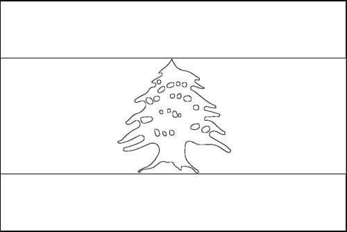 Umriss der Flagge Libanon zum Ausmalen
