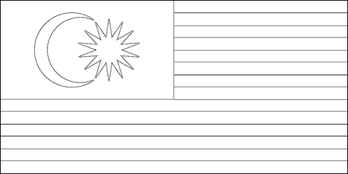 Umriss der Flagge Malaysia zum Ausmalen