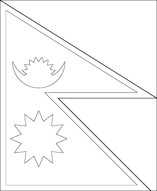Umriss der Flagge Nepal zum Ausmalen