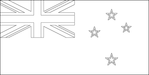 Umriss der Flagge Neuseeland zum Ausmalen