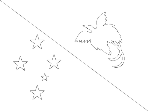 Umriss der Flagge Papua-Neuguinea zum Ausmalen
