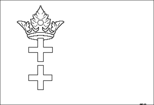 Umriss der Flagge Danzig (Freistadt Danzig) zum Ausmalen