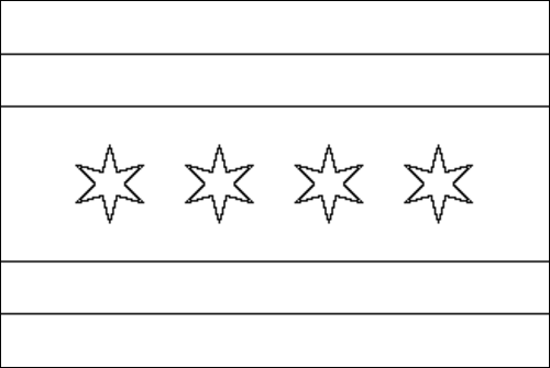 Umriss der Flagge Chicago zum Ausmalen