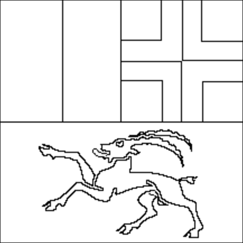 Umriss der Flagge Graubünden / Grischun zum Ausmalen