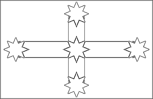 Umriss der Flagge Eureka-Stockade zum Ausmalen