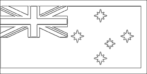 Umriss der Flagge Anti-Transport-Verband (1851, Australien) zum Ausmalen