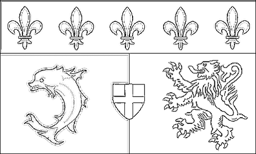 Umriss der Flagge Rhône-Alpes zum Ausmalen
