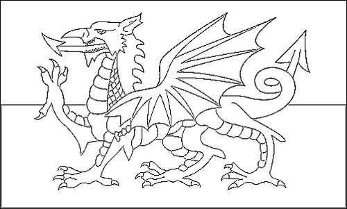 Umriss der Flagge Wales zum Ausmalen