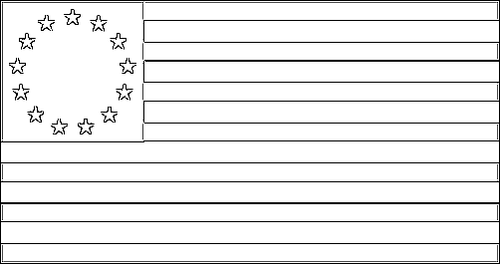 Umriss der Flagge Konföderierte Staaten von Amerika (Betsy Ross) (1776-1795) zum Ausmalen