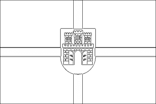 Umriss der Flagge Schytomyr zum Ausmalen