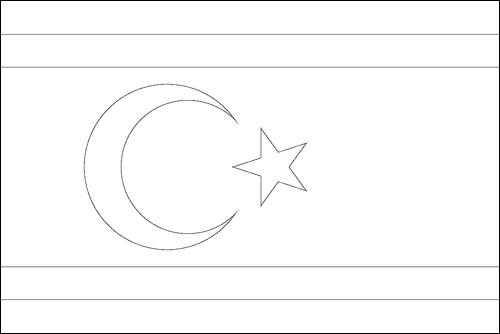 Umriss der Flagge Türkische Republik Nordzypern zum Ausmalen
