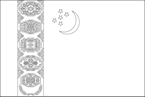 Umriss der Flagge Turkmenistan zum Ausmalen