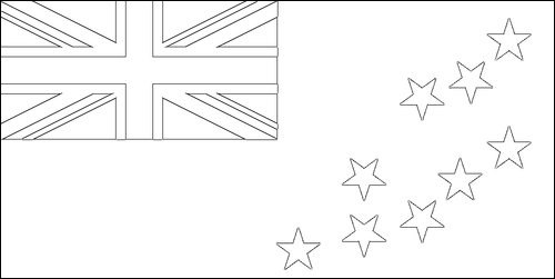 Umriss der Flagge Tuvalu zum Ausmalen
