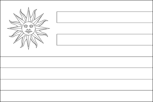 Umriss der Flagge Uruguay zum Ausmalen