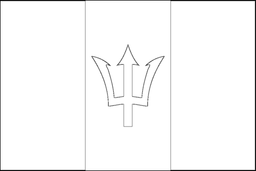 Umriss der Flagge Barbados zum Ausmalen