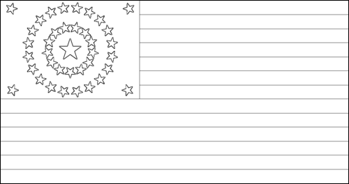 Umriss der Flagge USA 38 Sterne (1877 - 1890) zum Ausmalen