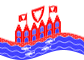 Wehende Heiligenhafen-Flagge statisch
