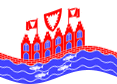 Wehende Heiligenhafen-Flagge statisch